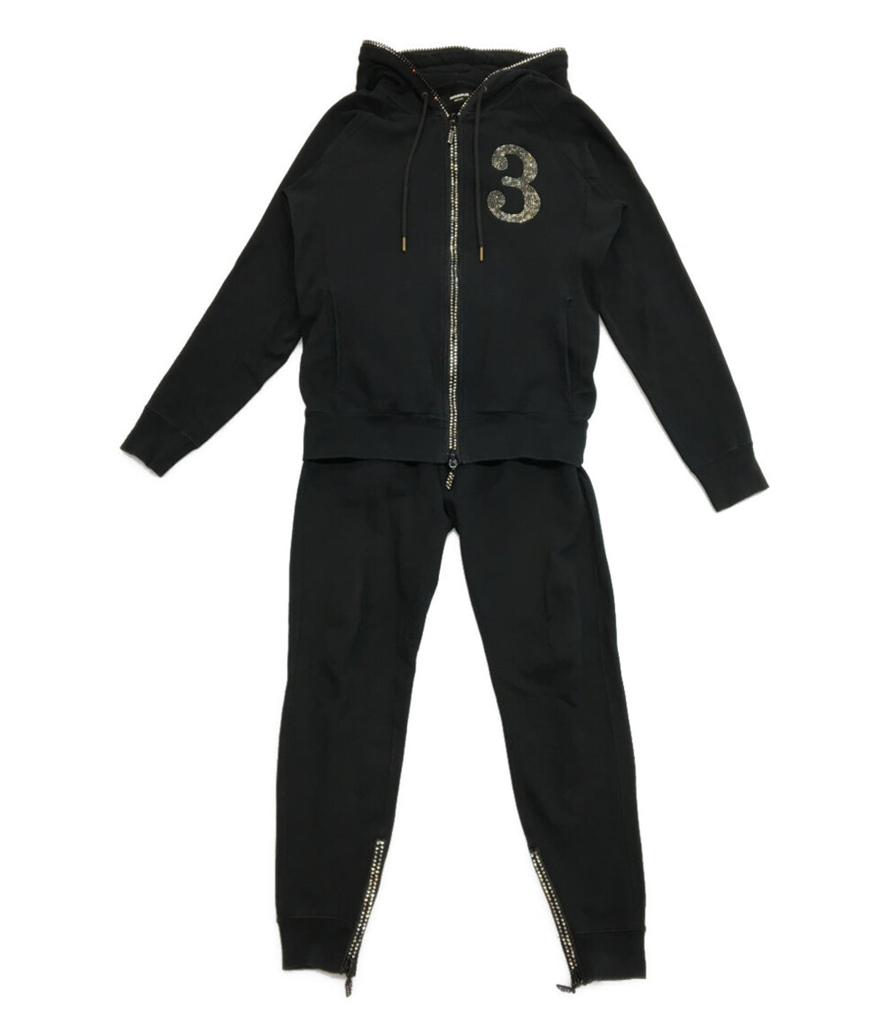 1PIU1UGUALE3 RELAX スウェットセットアップ ブラック メンズ SIZE XL ウノピゥウノウグァーレトレ リラックス