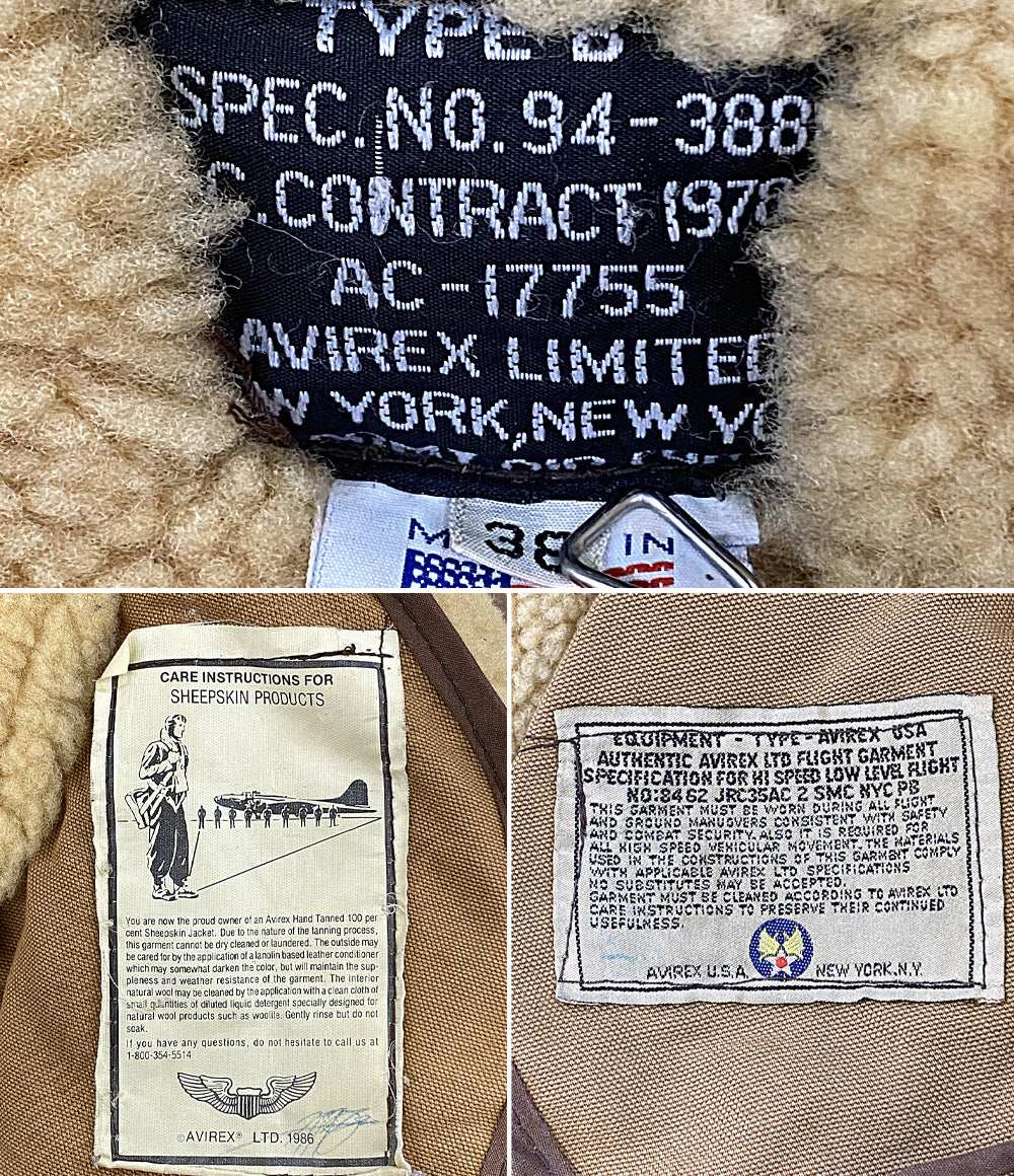 AVIREX フライトジャケット B-3 AC-17755 メンズ SIZE 38 アヴィレックス