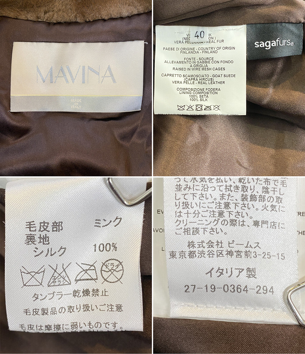 mavina ノーカラーコート 毛皮 レディース SIZE 40 マビナ