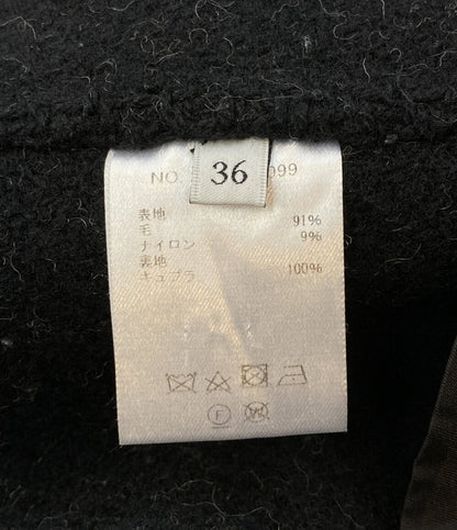ebure エブール ヘリンボーンノーカラーコート レディース SIZE 36