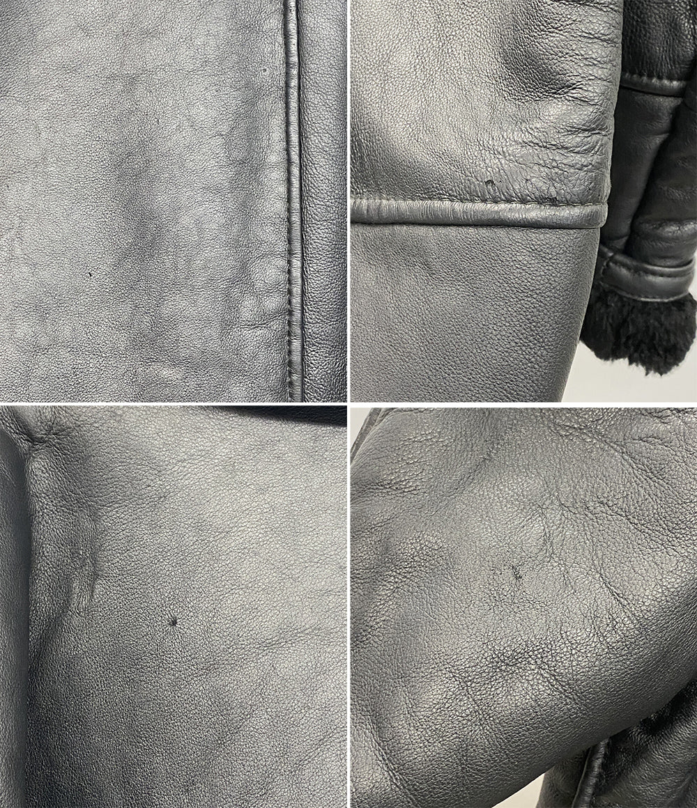 Shearling シアリング レザーコート ブラック メンズ SIZE 50