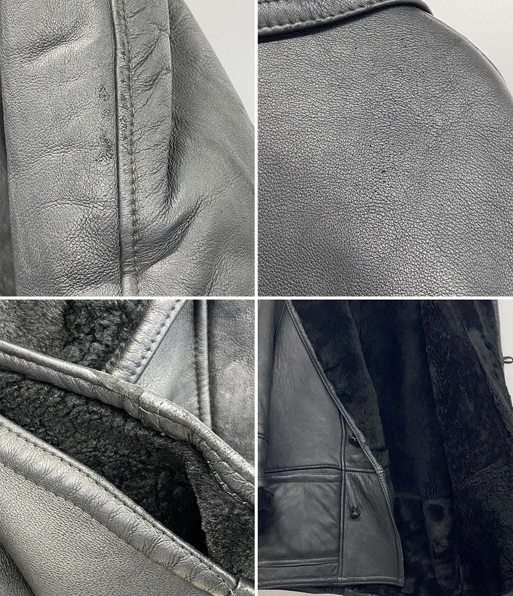 Shearling シアリング レザーコート ブラック メンズ SIZE 50