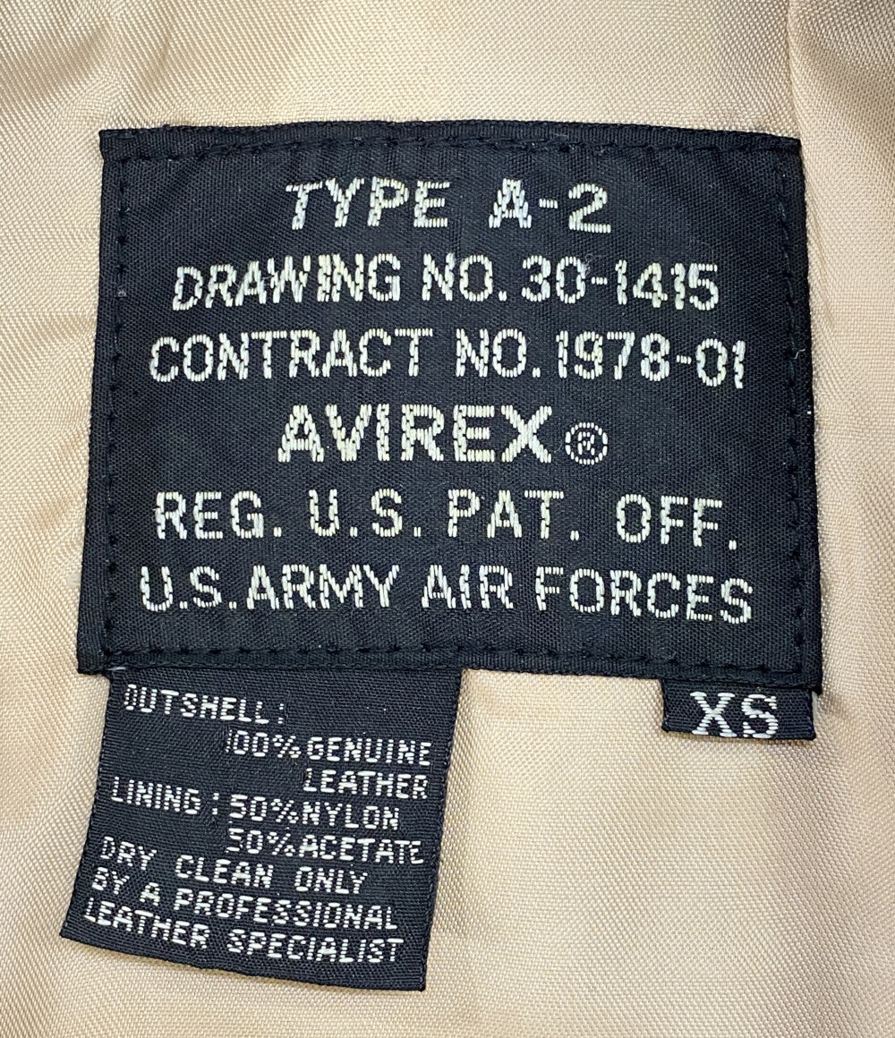 AVIREX レザージャケット A-2 ブラック メンズ SIZE XS アヴィレックス
