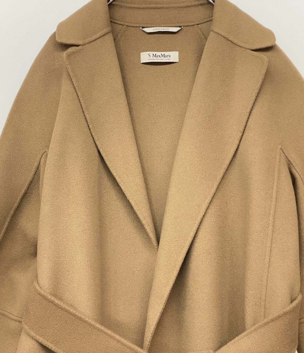 S Max Mara エス マックスマーラ コート キャメル ベルト付き ウール レディース SIZE 38