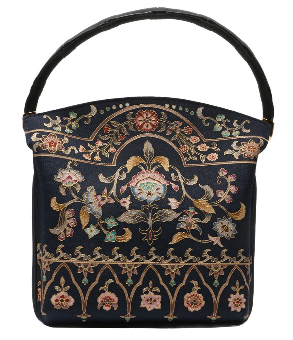 美品 OKAJIMA オカジマ 岡重 ハンドバッグ ちりめん レディース