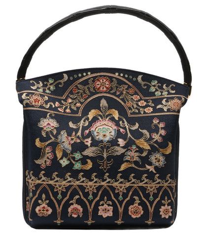 美品 OKAJIMA オカジマ 岡重 ハンドバッグ ちりめん レディース