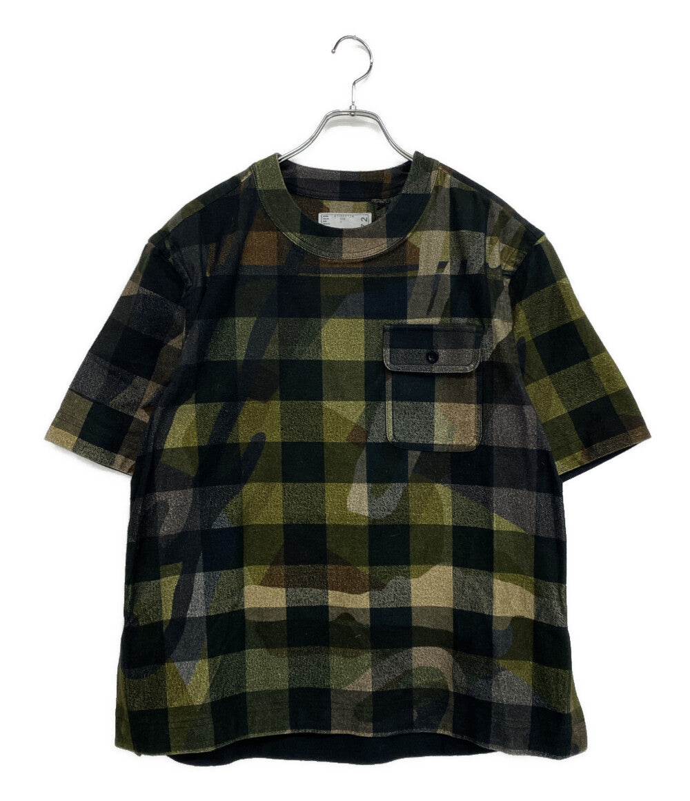 sacai 半袖ノーカラーシャツ KAWS Plaid Pullover 21-02572M メンズ SIZE 2 サカイ