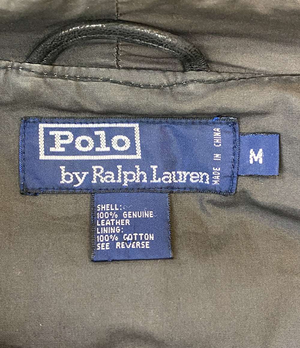 POLO RALPH LAUREN レザーフーデッドジャケット メンズ SIZE M ポロ・ラルフローレン