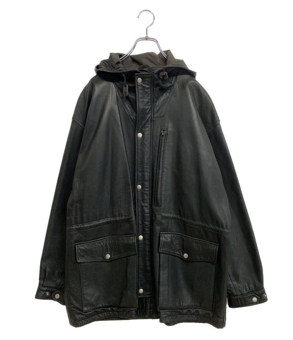 POLO RALPH LAUREN レザーフーデッドジャケット メンズ SIZE M ポロ