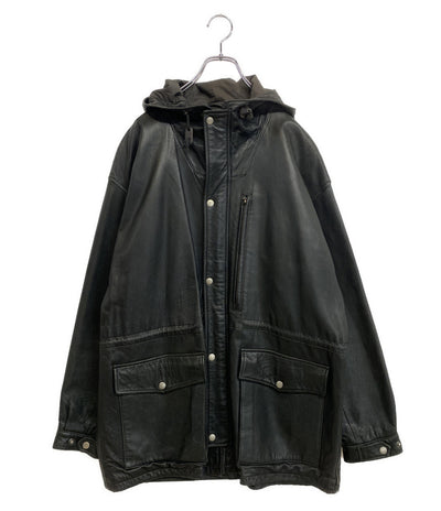 POLO RALPH LAUREN レザーフーデッドジャケット メンズ SIZE M ポロ・ラルフローレン