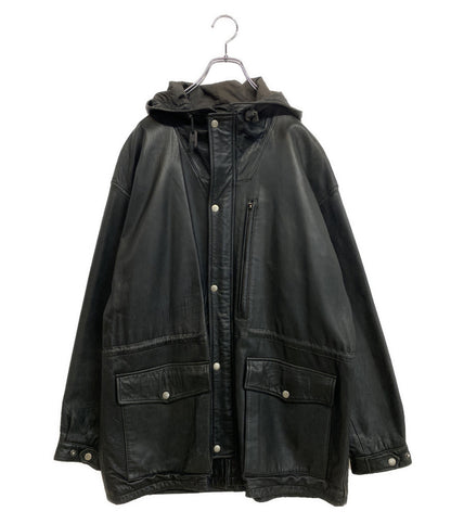 POLO RALPH LAUREN レザーフーデッドジャケット メンズ SIZE M ポロ・ラルフローレン
