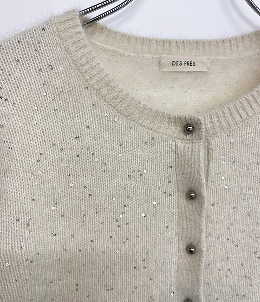 DES PRES フォックスカシミヤクルーネックカーディガン レディース SIZE F デプレ