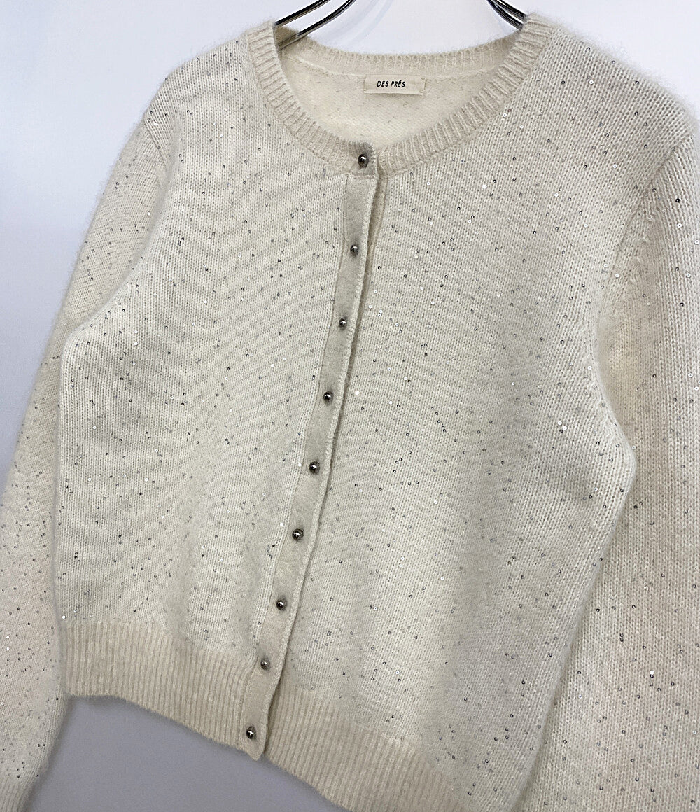 DES PRES フォックスカシミヤクルーネックカーディガン レディース SIZE F デプレ