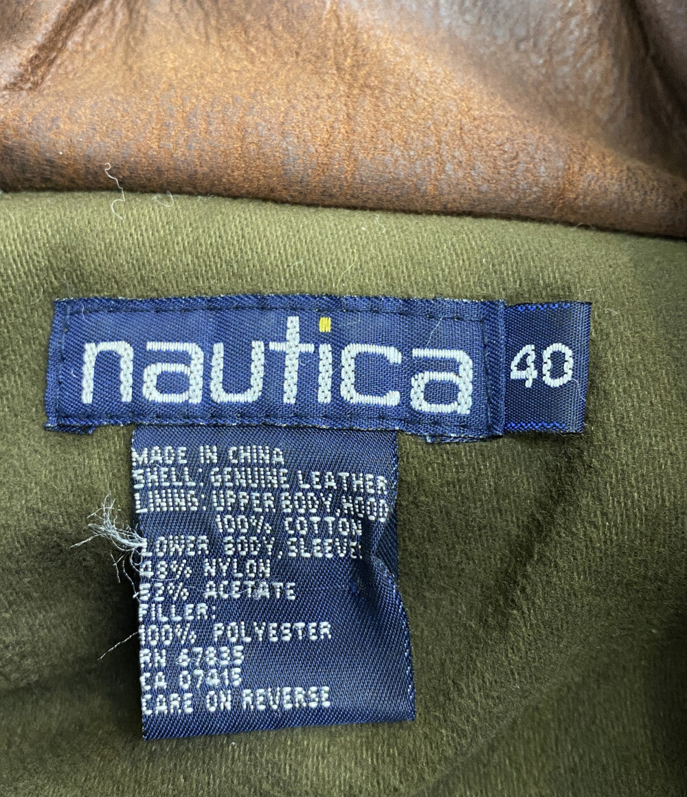 NAUTICA レザージャケット ブラウン メンズ SIZE 40 ノーティカ