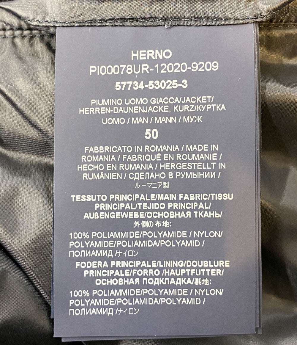 美品 HERNO ダウンジャケット ネイビー PI00078UR-12020-9209 メンズ SIZE 50 ヘルノ