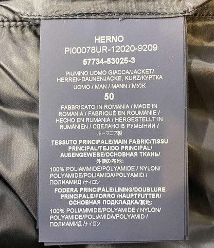 美品 HERNO ダウンジャケット ネイビー PI00078UR-12020-9209 メンズ SIZE 50 ヘルノ