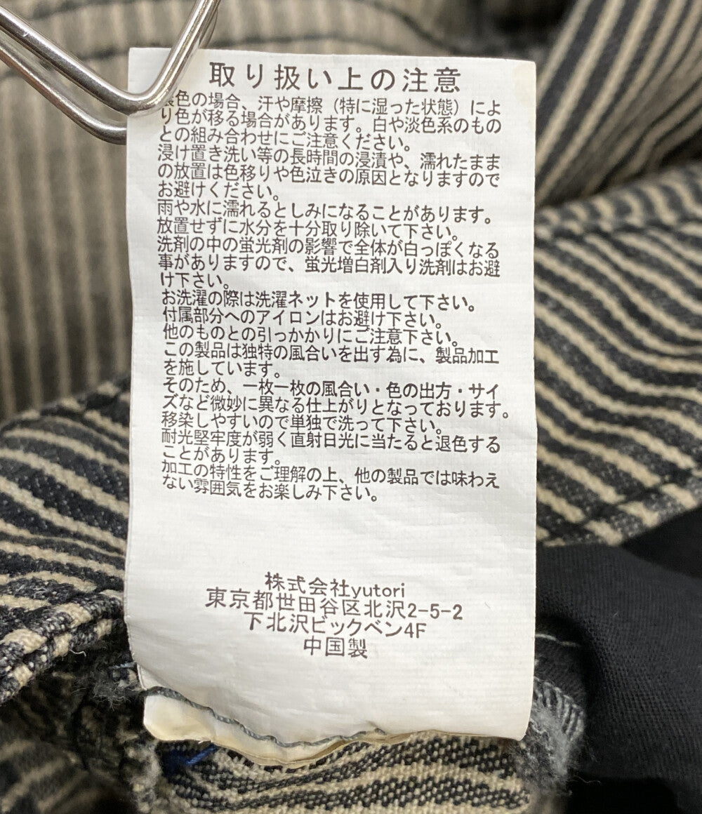 美品 BADWAY バッドウェイ デニムパンツ Hickory painter wide pants ストライプ メンズ SIZE L