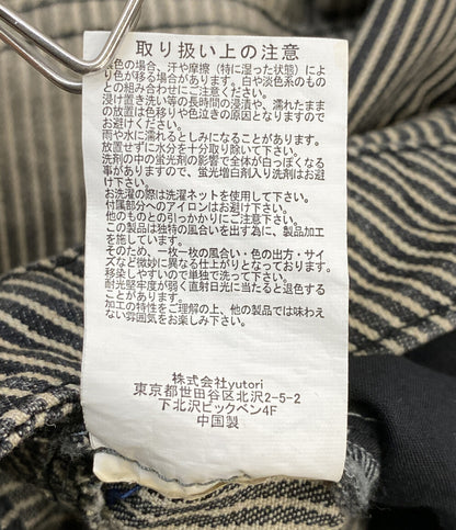 美品 BADWAY バッドウェイ デニムパンツ Hickory painter wide pants ストライプ メンズ SIZE L