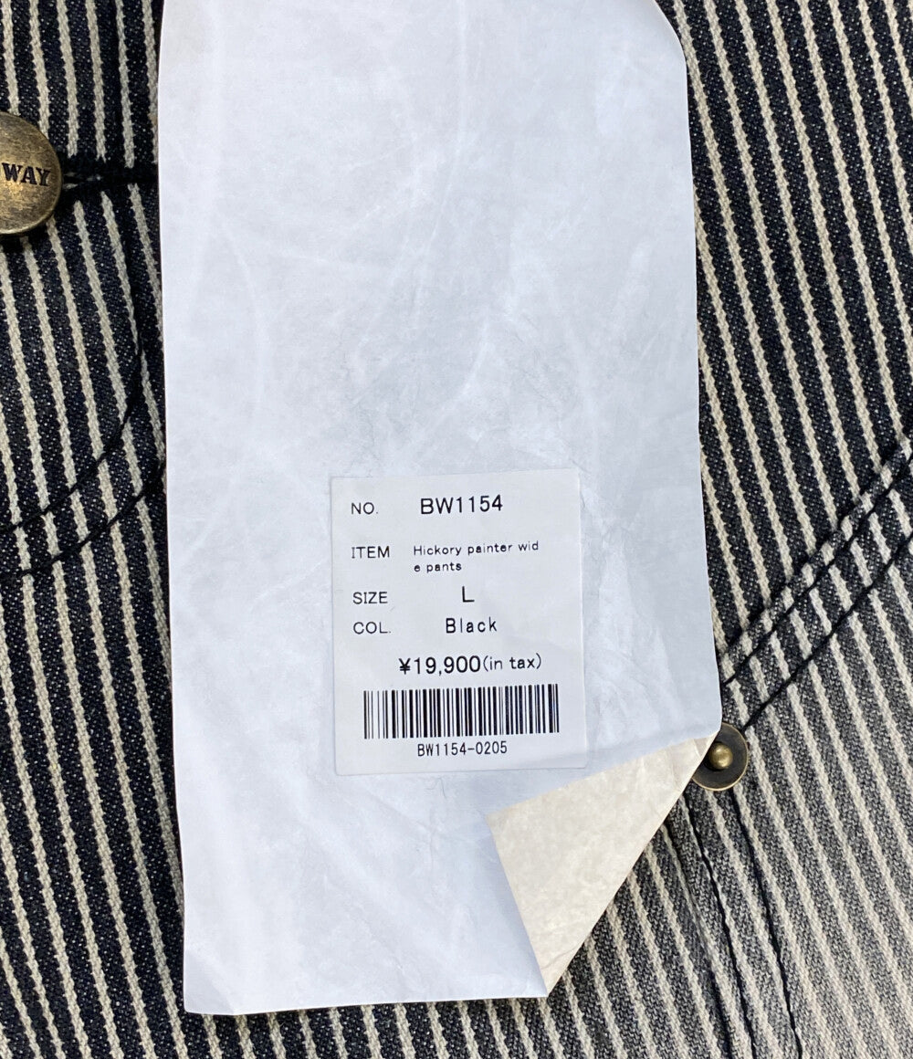 美品 BADWAY バッドウェイ デニムパンツ Hickory painter wide pants ストライプ メンズ SIZE L