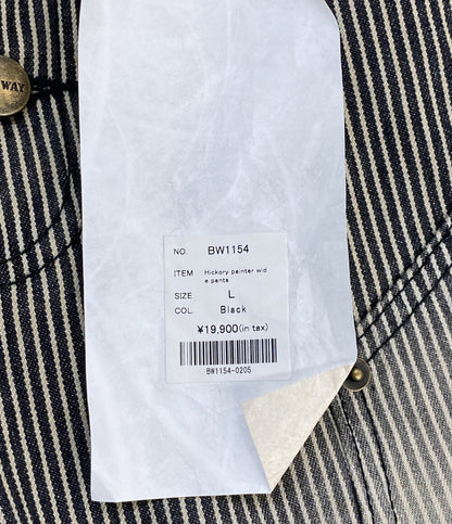 美品 BADWAY バッドウェイ デニムパンツ Hickory painter wide pants ストライプ メンズ SIZE L