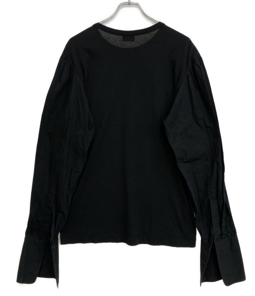 未使用DRIES VAN NOTEN ブラック 長袖カットソー DRIES VAN NOTEN 長袖Tシャツ 袖切り替えロングスリーブカットソー