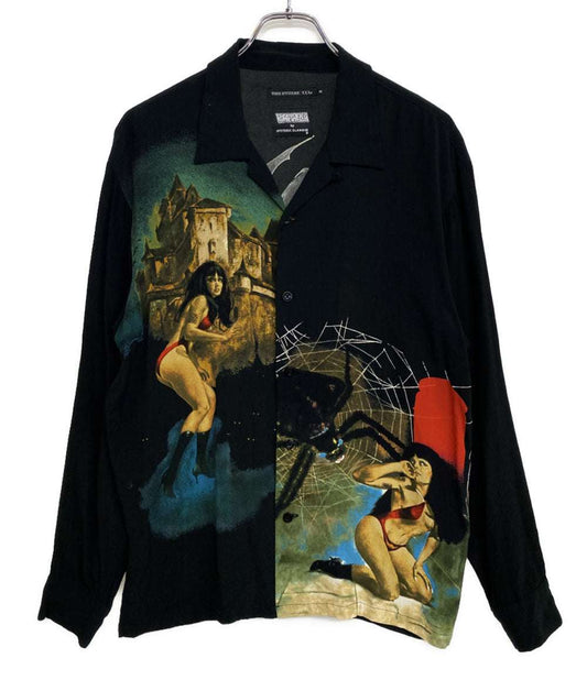 HYSTERIC GLAMOUR 長袖シャツ x vampirella アメコミ 総柄 ブラック メンズ SIZE M ヒステリックグラマー