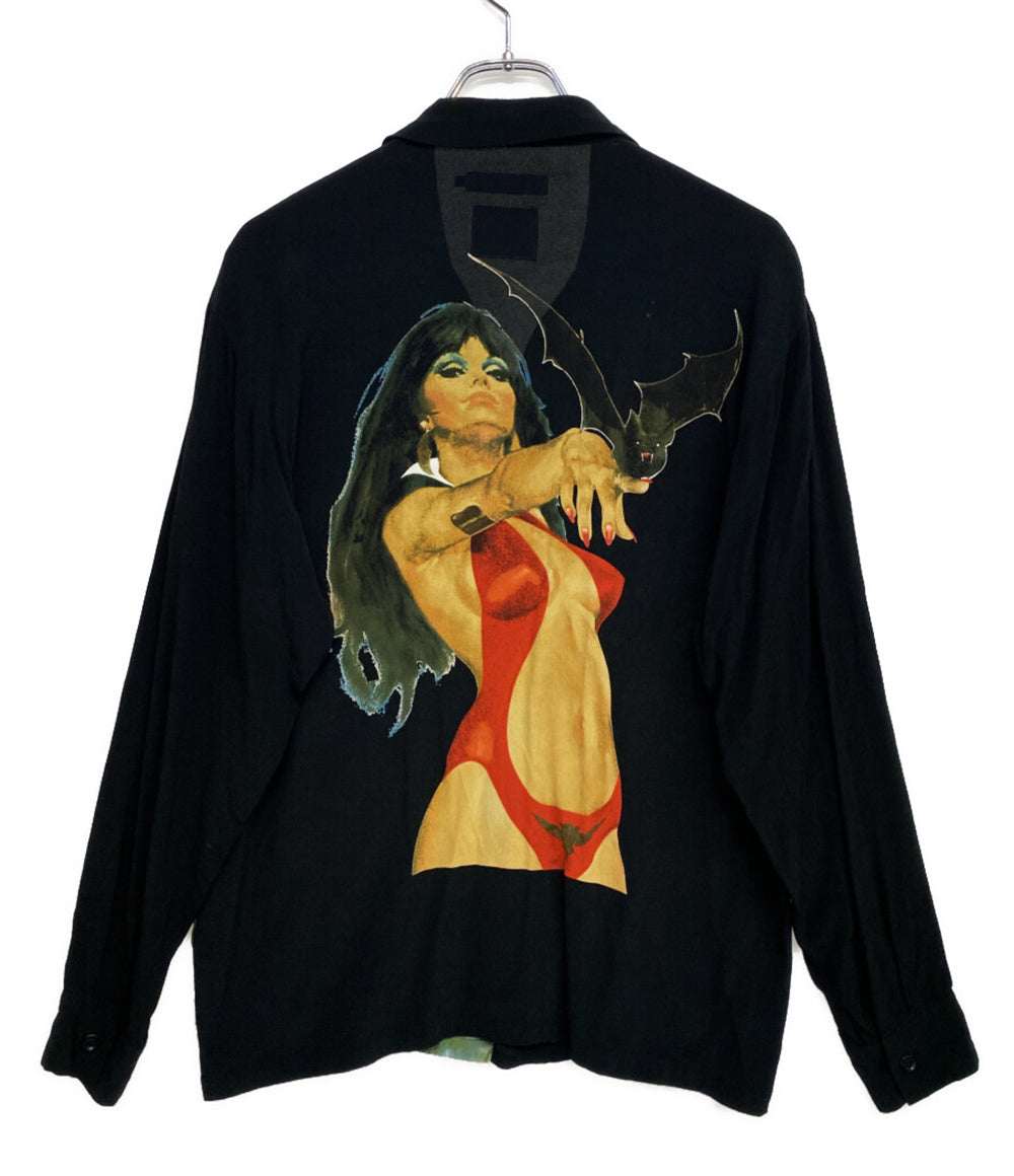 HYSTERIC GLAMOUR 長袖シャツ x vampirella アメコミ 総柄 ブラック メンズ SIZE M ヒステリックグラマー