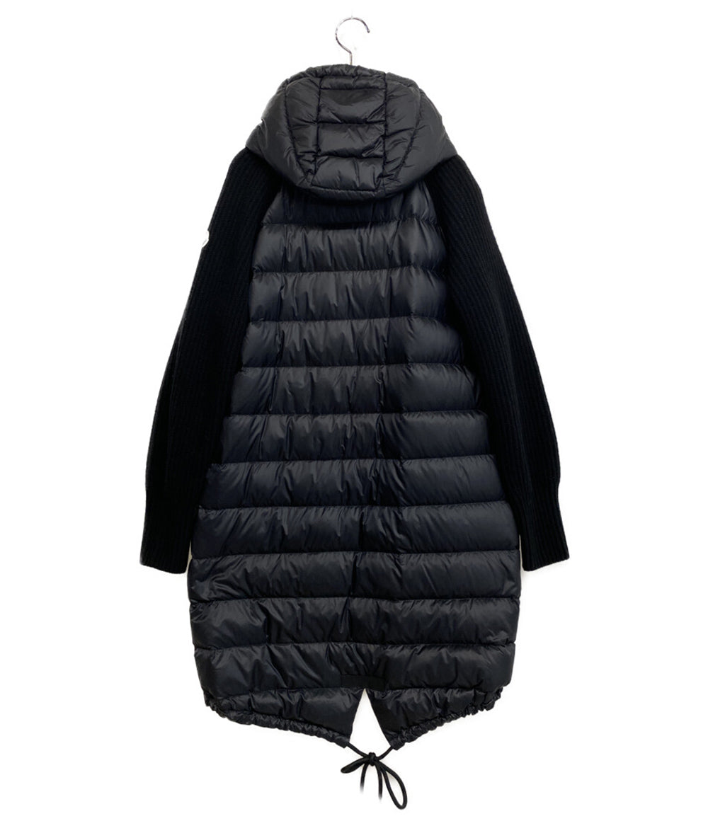 MONCLER ニット切り替えダウンコート H20939B00009 ブラック レディース SIZE XS モンクレール