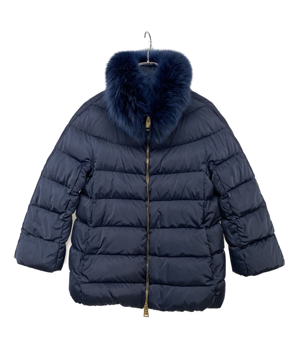 HERNO ダウンジャケット ファー付き ネイビー 30457-28801-1 レディース SIZE 38 ヘルノ