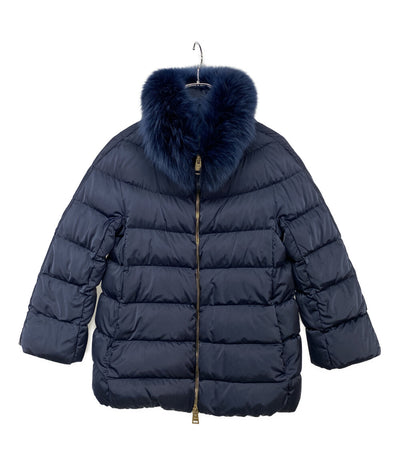 HERNO ダウンジャケット ファー付き ネイビー 30457-28801-1 レディース SIZE 38 ヘルノ
