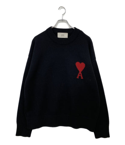 AMI Alexandre Mattiussi ニット ハート プリント ブラック メンズ SIZE M アミアレクサンドレマチウシ