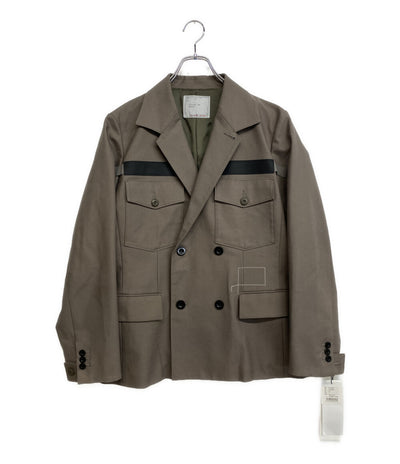 美品 sacai×WTAPS ダブルタップス コットン バック サテン ジャケット ベージュ 25-03693M メンズ SIZE 1 サカイ