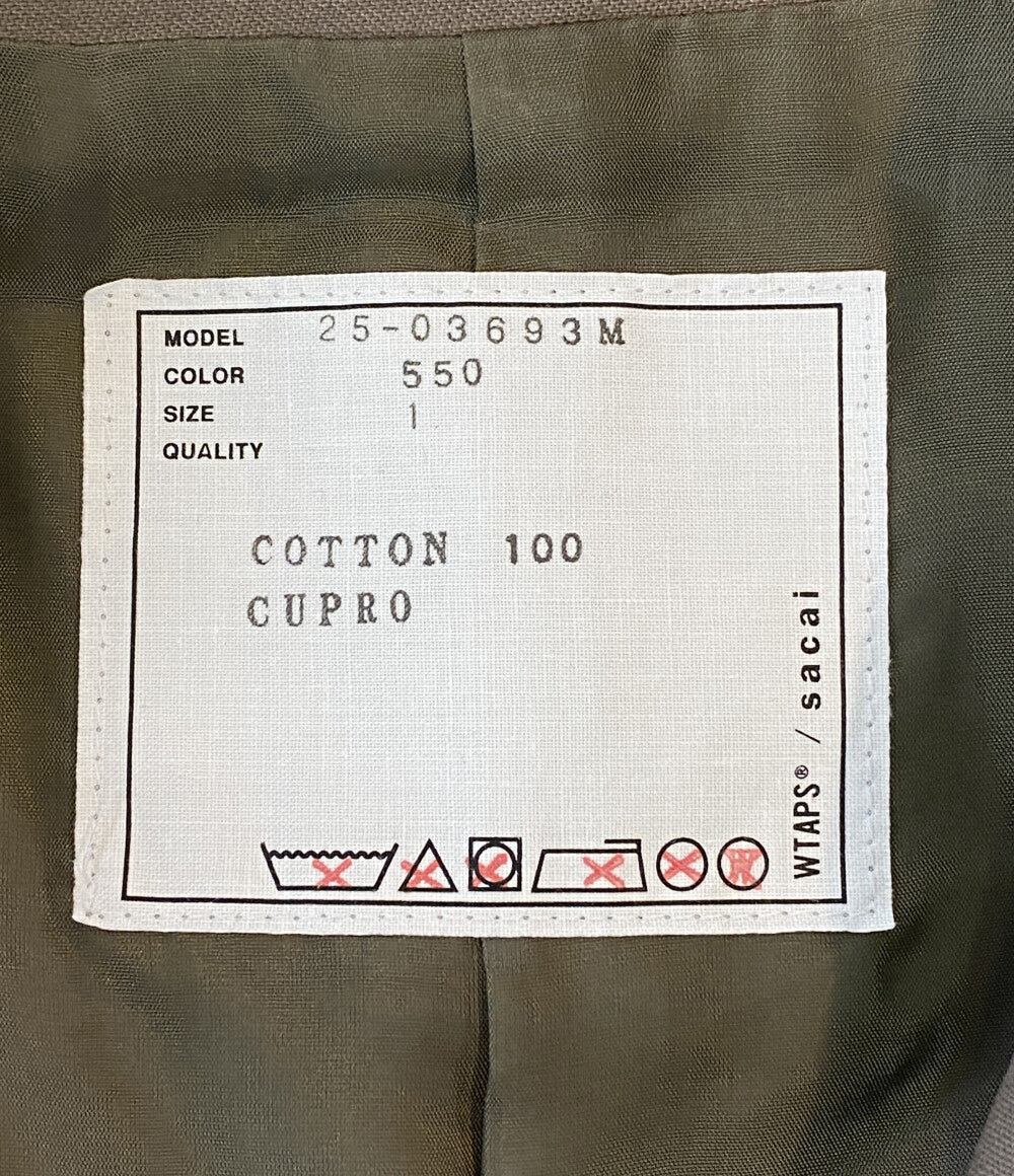 美品 sacai×WTAPS ダブルタップス コットン バック サテン ジャケット ベージュ 25-03693M メンズ SIZE 1 サカイ