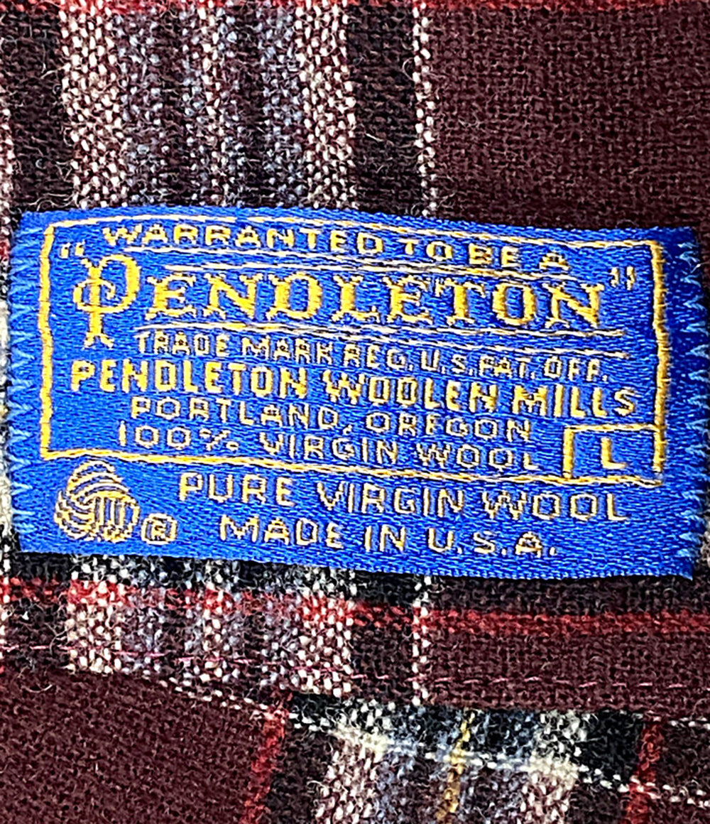 PENDLETON コート 古着 USA製 レッド チェック ガウン メンズ SIZE L ペンドルトン