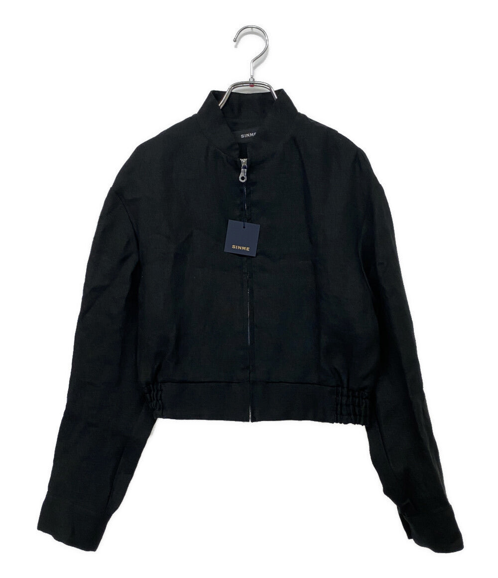 美品 SINME シンメ リネンジップブルゾン BLK SY10-01 レディース SIZE M