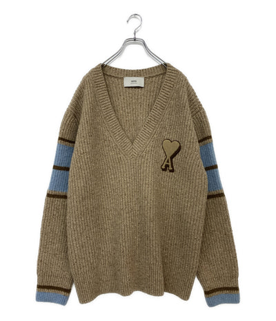 美品 AMI Alexandre Mattiussi アミ アレクサンドル マテュッシ カレッジリブニット レディース SIZE L