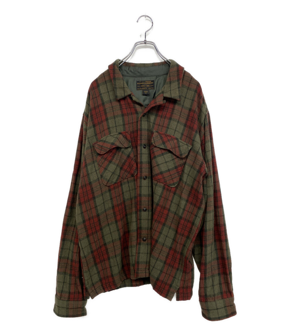 FILSON 長袖シャツ 8049-44-10013 カーキ レッド チェック ウール100