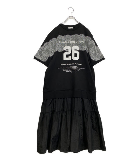 DOUBLE STANDARD CLOTHING 半袖ワンピース 0501-300-252b ブラック レディース SIZE 36 ダブルスタンダードクロージング