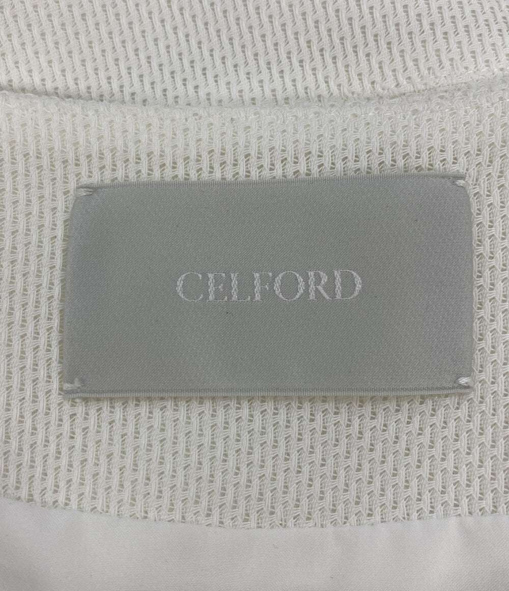 美品 CELFORD からみ織ペプラムジャケット 26SS CWFJ262029 レディース SIZE 38 セルフォード