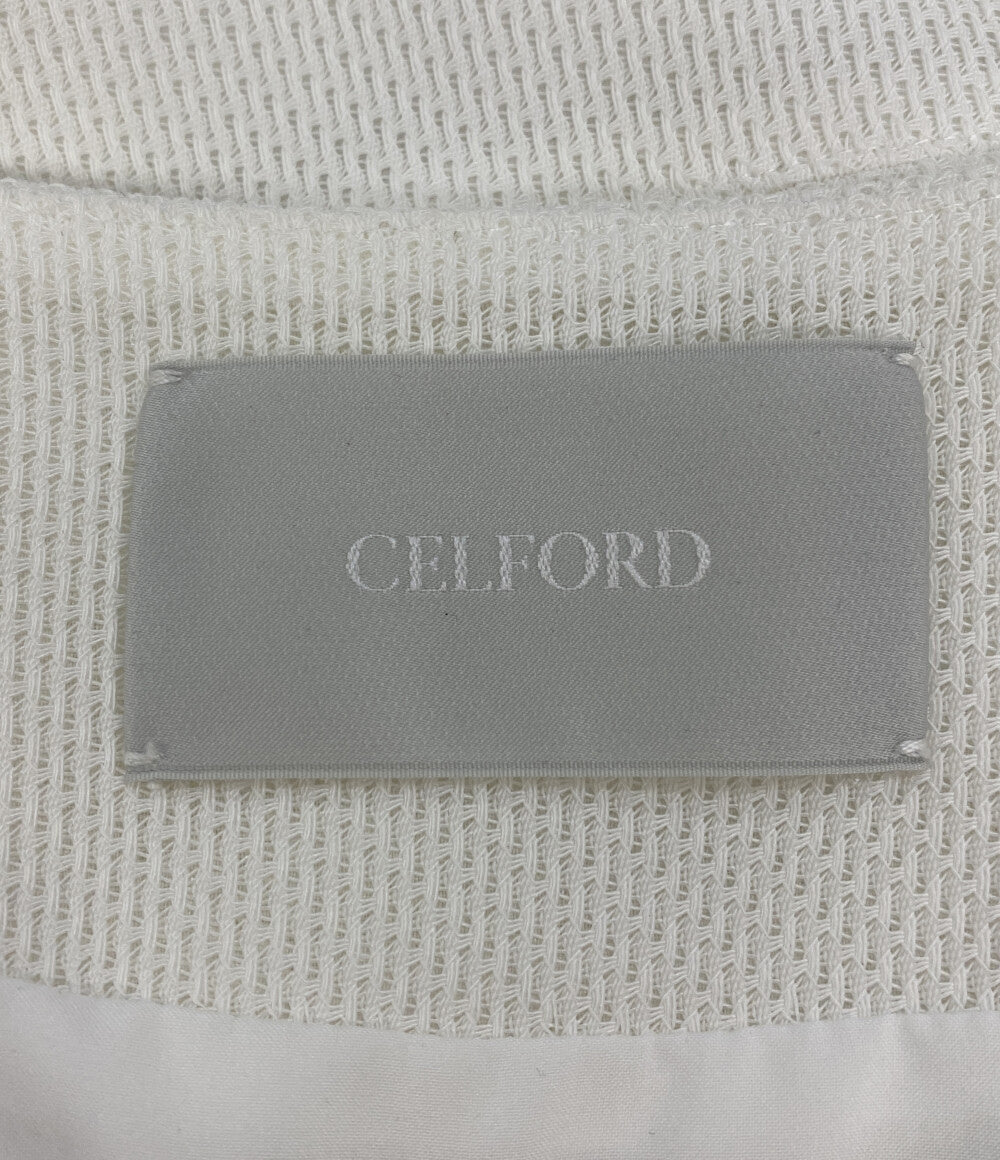 美品 CELFORD からみ織ペプラムジャケット 26SS CWFJ262029 レディース SIZE 38 セルフォード