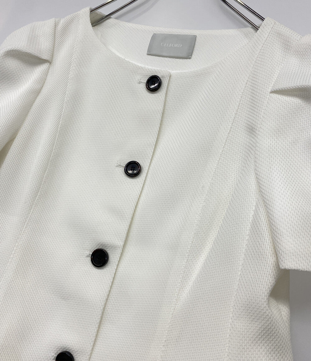 美品 CELFORD からみ織ペプラムジャケット 26SS CWFJ262029 レディース SIZE 38 セルフォード