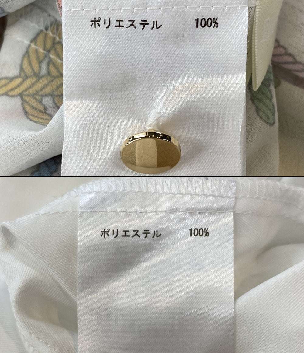 美品 GRACE CONTINENTAL 半袖ワンピース ロープロゴプリント インナーつき レディース SIZE 38 グレースコンチネンタル
