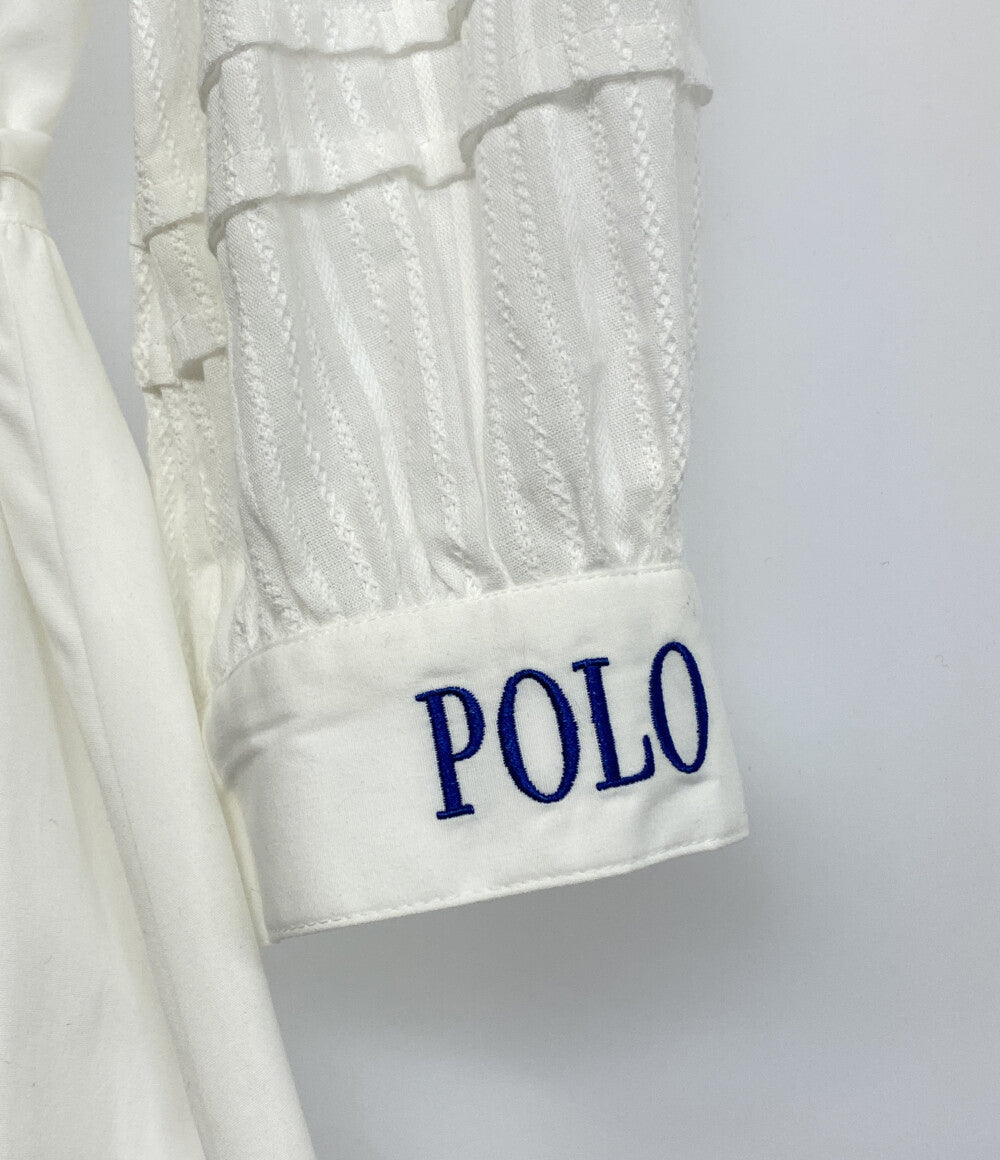美品 TONAL× polo BCS トーナル POLO BCSコラボ ピンタックシャツ七分袖ワンピース レディース SIZE M