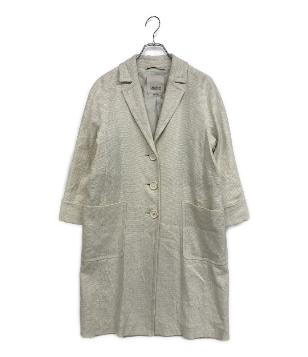 美品 MAX MARA コート ホワイト リネン 912103026 レディース SIZE 40 マックスマーラ
