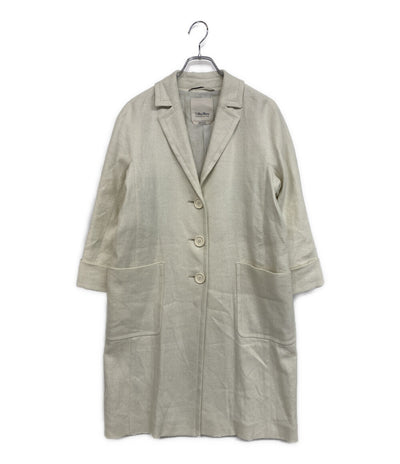 美品 MAX MARA コート ホワイト リネン 912103026 レディース SIZE 40 マックスマーラ