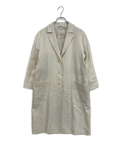 美品 MAX MARA コート ホワイト リネン 912103026 レディース SIZE 40 マックスマーラ