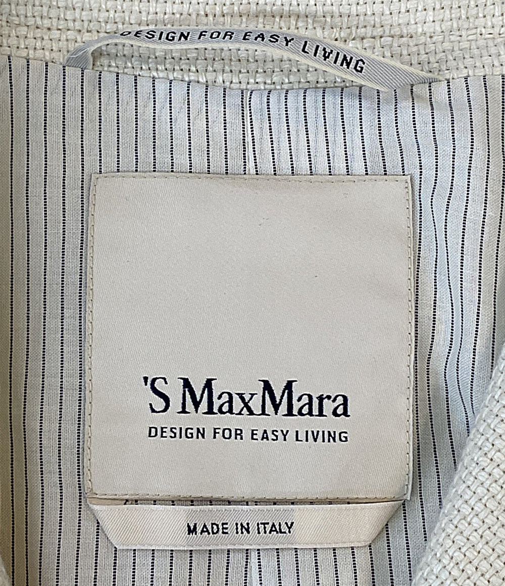 美品 MAX MARA コート ホワイト リネン 912103026 レディース SIZE 40 マックスマーラ