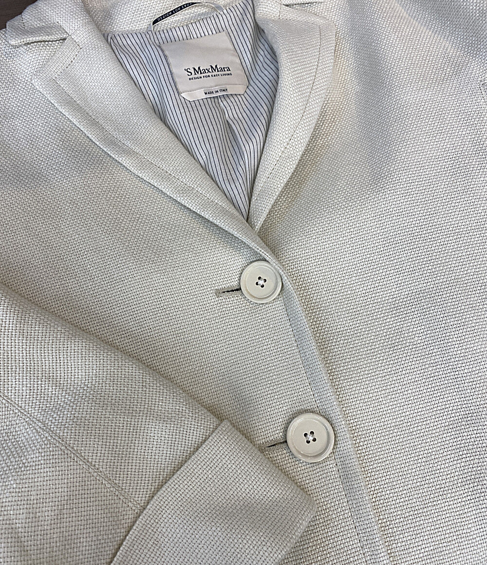 美品 MAX MARA コート ホワイト リネン 912103026 レディース SIZE 40 マックスマーラ
