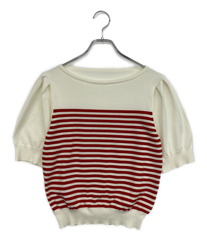 美品 foxey 半袖ニット CANDY STICK Striped Cut sew 42123-KSTOF10LO レディース SIZE 38 フォクシー
