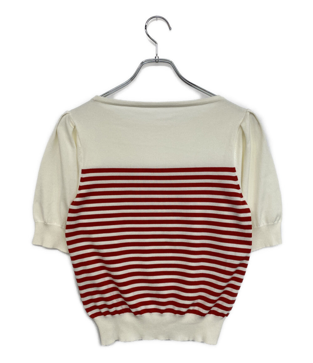 美品 foxey 半袖ニット CANDY STICK Striped Cut sew 42123-KSTOF10LO レディース SIZE 38 フォクシー